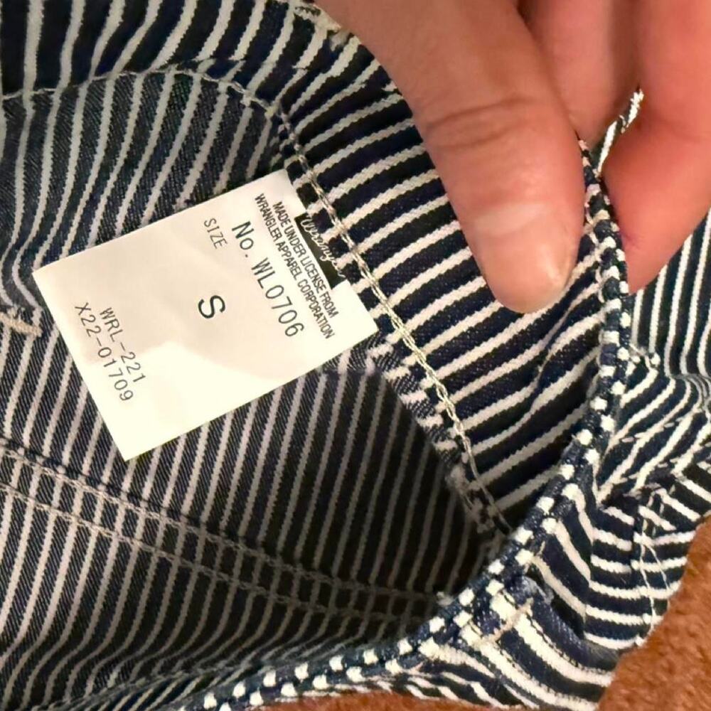 Wrangler pinstripe Japanese denim skirt navy white midi skirt - size small - Picture 5 of 8